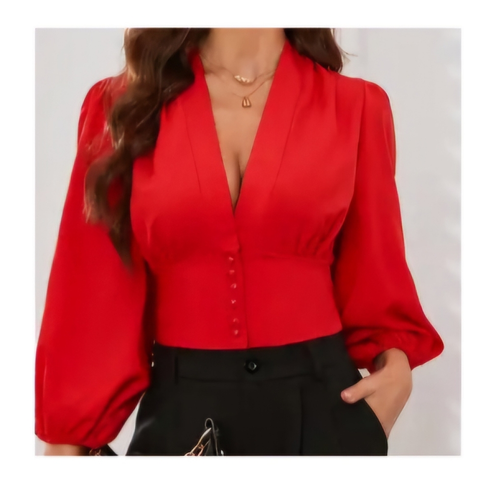 NEW Red Lantern Sleeve Crop Top Women's Size XXL